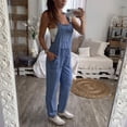 thumbnail image 1 of Cathalem Coverall Leg Straps One-Piece Jumpsuits Jeans Dungarees Denim Trousers Overalls Long Pants Women Bib Shoulder Romper Pants Blue XX-Large, 1 of 5