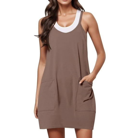 Cathalem Cute Dresses Plus Size Women's Casual Summer Sleeveless Dress Loose Basic Dresses(White,XXL)