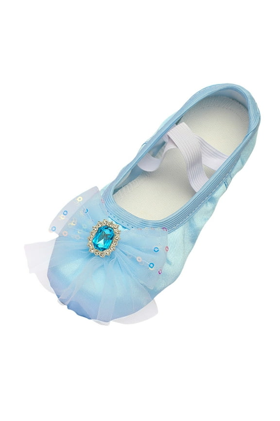 Dance Shoes for Girls Ballet Shoes for Girls-Soft Canvas/PU Leather Dance Slippers with Non-Slip Soles, Ideal Ballet Flats for Toddlers and Kids (Blue,10.5)