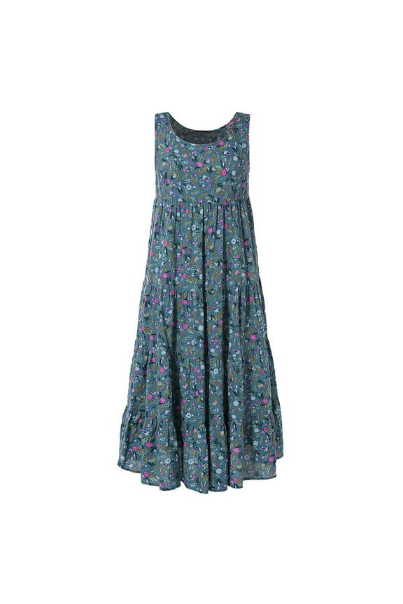 Denim Maxi Dresses for Women Women Linen Daily Size Maxi Casual Dress Long Loose Plus Sleeveless V Neck Maxi Dress Dress Blue 4X-Large