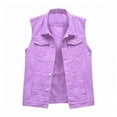 thumbnail image 1 of Cathalem Denim Vest for Women Womens Beading Pearls Denim Button Vest Ripped Waistcoatvest Sleeveless Jean Jacket (Purple,XL), 1 of 7