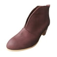 thumbnail image 1 of Cathalem Dress Boots for Women 7 1/2 Women's Short Boots Leather Heel Booties Boots Boots Fahsion Stacked Boots for Women Dressy Red 7.5, 1 of 4