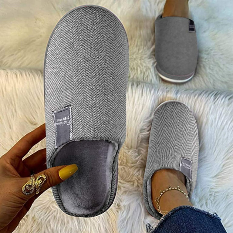 Cathalem Edema Slippers for Men Extra Wide Width Women's Cotton Slippers  Shoes Warm Home Shoes Men's Indoor Soft-soled Men's Shoes Grey 11 