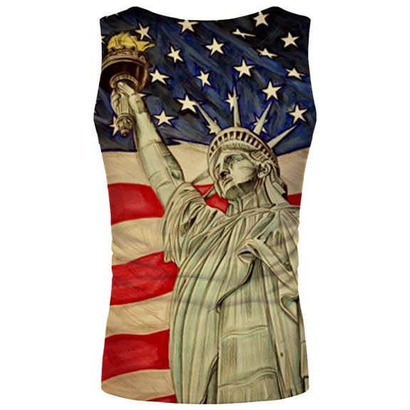 Cathalem Fitted T Shirts for Men Mens Summer Fashion And Leisure Independence Day 3D Digital Printing Round Neck Tops for Men Vest White X-Large