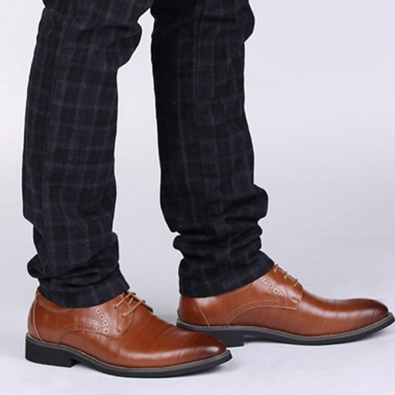 Cathalem Formal Shoes for Men Leather Classical Style Shoes For Men Slip On PU Leather Low Rubber Sole Leather Shoes Men Wide Yellow 13