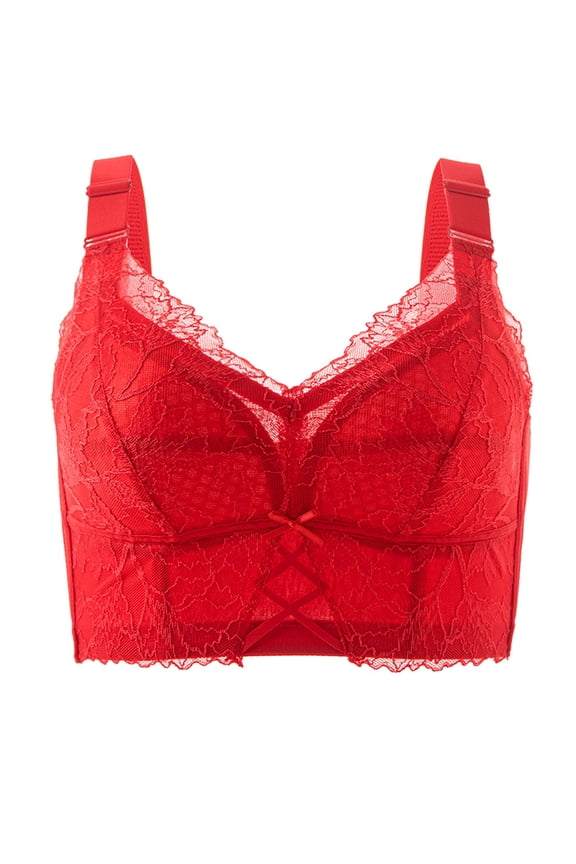 Full Coverage Bras for Women, Fashion Deep Cup Hide Back Fat Bra with Shapewear Push Up Bra for Women Soft(Red,95C)