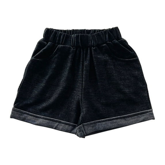 Cathalem Girls Athletic Shorts Baby Toddler Girls Shortie Denim Shorts Summer Casual Shorts (Black,3-4 Years)