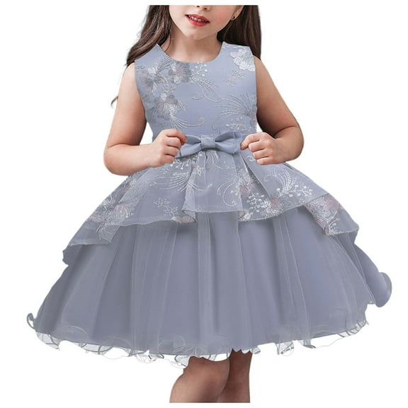 Cathalem Girls Dresses Girls Dress - Lightweight Sleeveless Sundress-Casual Summer Dress for Girls (Grey,0-12 Months)