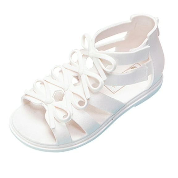 Cathalem Girls Sandals Toddler Girl Sandals Toddler Girls Sandals Soft Rubber Flat Summer Baby Princess Flower Girl Shoes (White,12)