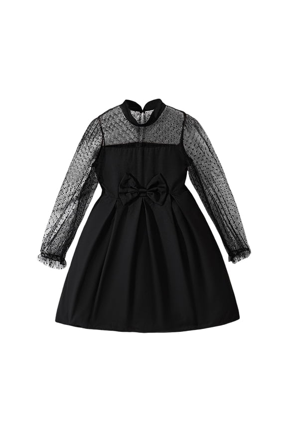 Girls School Fall Dresses Toddler Girls Long Sleeve Warm Dress Dance Party Dresses Fall Winter Clothes Dress for Girls (Black,7-8 Years)