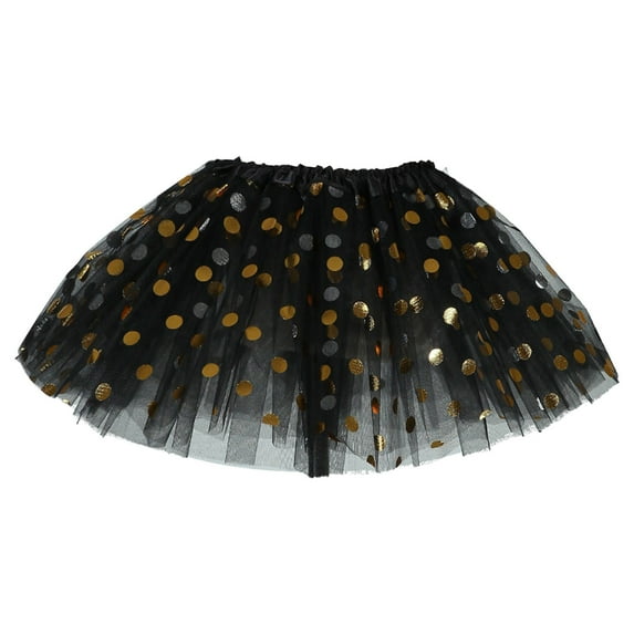 Cathalem Girls Skirt Girls Tutu Skirt Elastic Tulle Stripe Skirt (Black,One Size)
