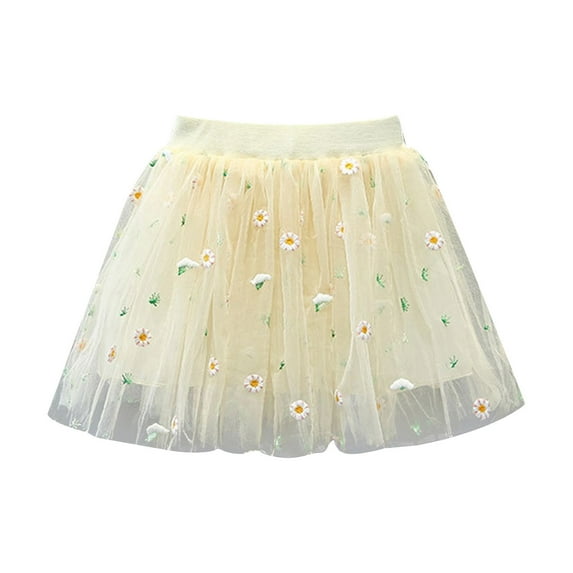 Cathalem Girls Skirts Toddler Girls Layered Tutu Skirt Sparkling Sequin Tulle Dance Skirts (Beige,4-5 Years)