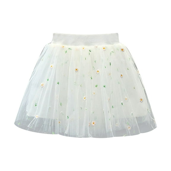 Cathalem Girls Skirts Toddler Girls Layered Tutu Skirt Sparkling Sequin Tulle Dance Skirts (White,4-5 Years)