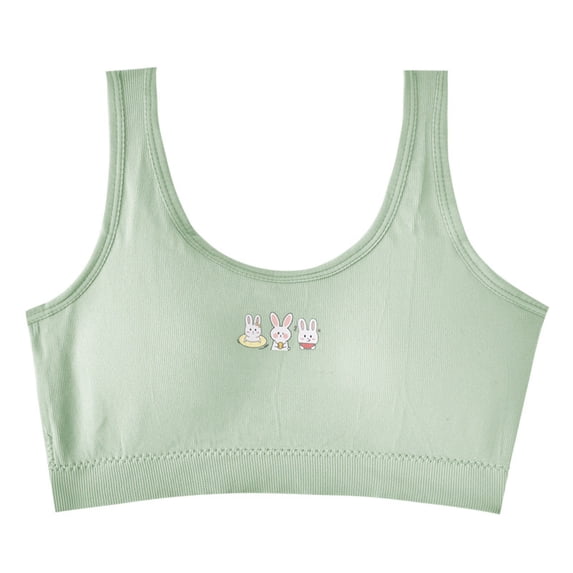 Cathalem Girls Sports Bra Cotton Girls Training Bra - Crop Cami Training Bras for Girls with Adjustable Straps (Green,M)
