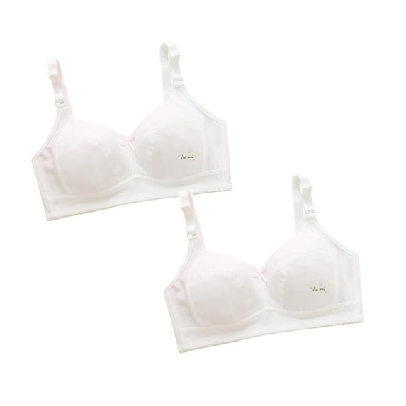 Cathalem Girls Summer Outfits Girls Training Bra Teen Bras Everyday Big Kids Padded Bra Adjustable Straps, 2 pieces (White,9-10 Years)