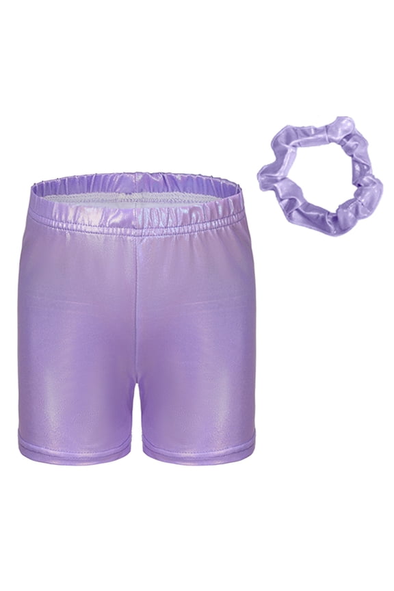 Girls Summer Shorts Girls Casual Shorts Athletic Dance Tennis Cheer Shorts Running Preppy Sports Clothes (Light Purple,5-6 Years)