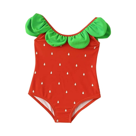 Cathalem Girls Swimsuits Girls One Piece Swimsuit Bathing Suits for Toddler Girl (Red,3-6 Months)