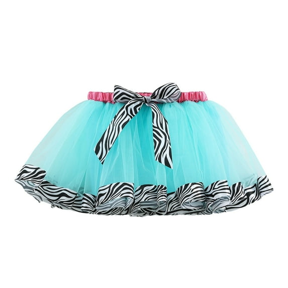 Cathalem Girls Tutu Skirt Elastic Tulle Stripe Skirt (Sky Blue,5-8 Years)
