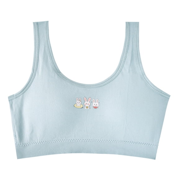 Cathalem Girls' Underwear Cotton Girls Training Bra - Crop Cami Training Bras for Girls with Adjustable Straps (Blue,L)