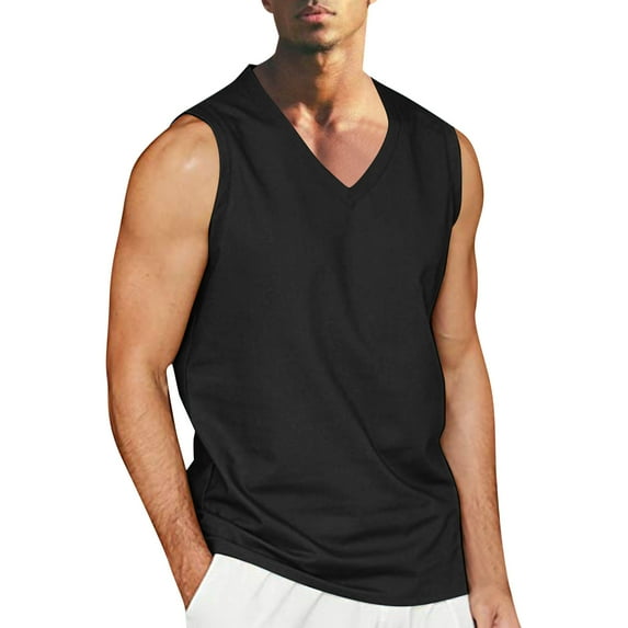 Cathalem Gym Tank Tops for Men Slim Fit Men's Muscle Sleeveless Tank Tops T-Shirt Tees(Black,XXL)