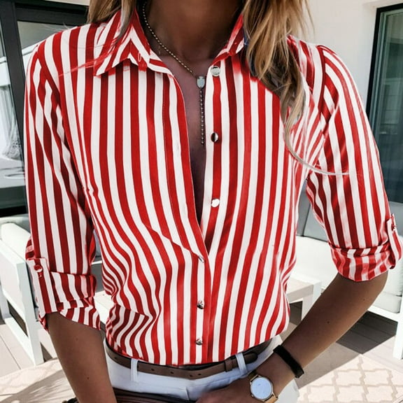 Cathalem Half Shirt Top Blouse For Women Cotton Flat Sleeve Outdoor Fashion Causal Blouse Shabby Jacket Shirt Red Medium