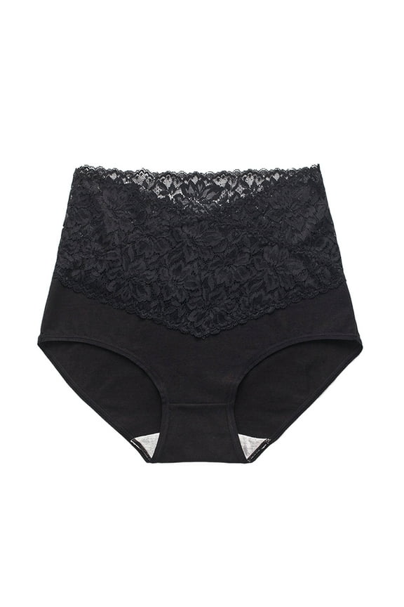 High Waisted Underwear for Women Breathable Cute High Cut Panties for Ladies Women's Comfortable Full Coverage Brief Womens Underwear Seamless Tummy Control(Black,L)