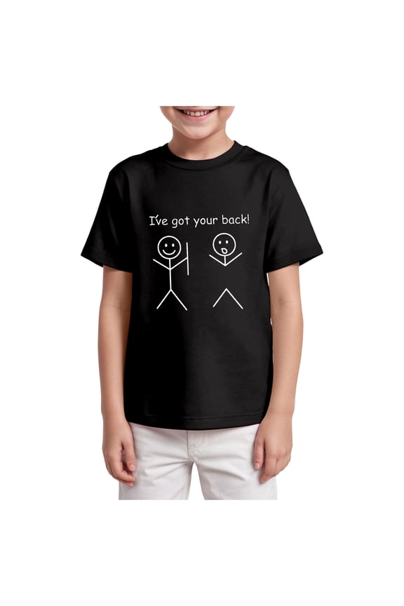 I Got Your Back Funny Stickman Sarcasm Friendship Gift T-Shirt Black 3-4 Years