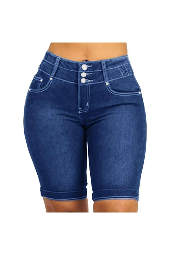 Jeans Shorts for Women Plus Size Women's Ripped Stretchy Denim Hot Short Summer Jean Shorts(Blue,XXL)