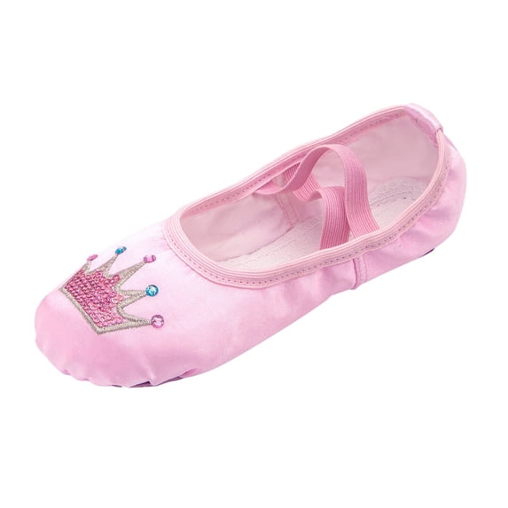 Cathalem Kids Ballet Shoes Ballet Shoes Toddler Slippers Highly Elastic Canvas Girls Ballerina Dance Shoes (Pink,13.5)