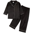 thumbnail image 1 of Cathalem Kids Pajamas Bamboo Viscose Pajama Set, Unisex Boys Girls Long Sleeve Shirt Pants Button Down Sleepwear Black 2-3 Years, 1 of 6