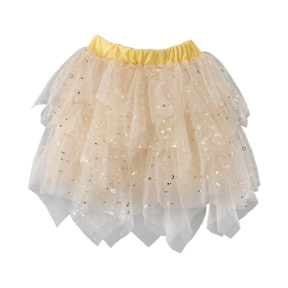 Cathalem Kids Skirt Girl Sparkly Metallic Mini Skirt Princess Teen Disco Dance Pleated Skirts (Beige,3-4 Years)