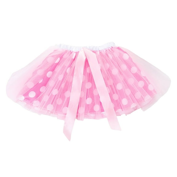 Cathalem Kids Skirt Girls' Polka Dot Tutu Glitter Ballet Triple Layer Tulle Dance Skirt (Pink,2-4 Yesrs)