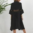 thumbnail image 1 of Cathalem Ladies Swimsuit Cover Ups Womens Seaside Resort Beach Blouse Loose 3/4 Sleeve Lace Wedding Dress Cover up for Bride Swimwear Black Large, 1 of 4