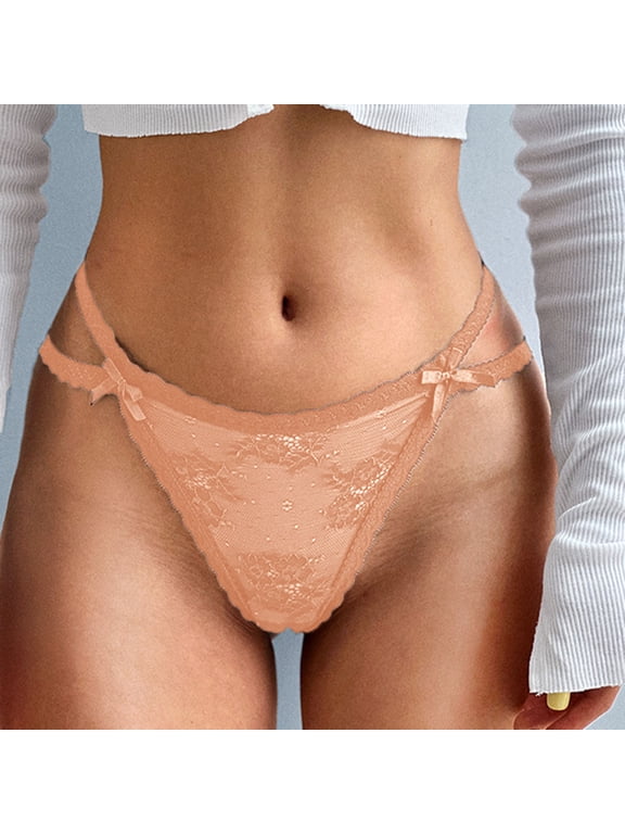 Large Panties for Women Pack Flower Embroidery Lace Transparent Women Underwear Thong Hollow Out Lane Swim 20 Underpants Khaki Small