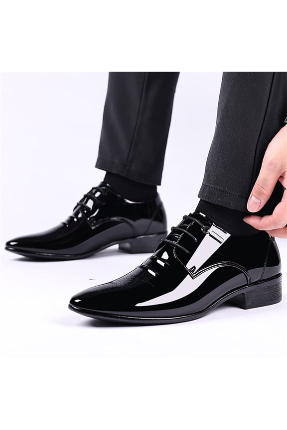 Leather Dress Shoes Men 11 Wide Fashion Summer And Autumn Men Leather Shoes Pointed Toe Low Shoes for Men Leather Straps Black 11