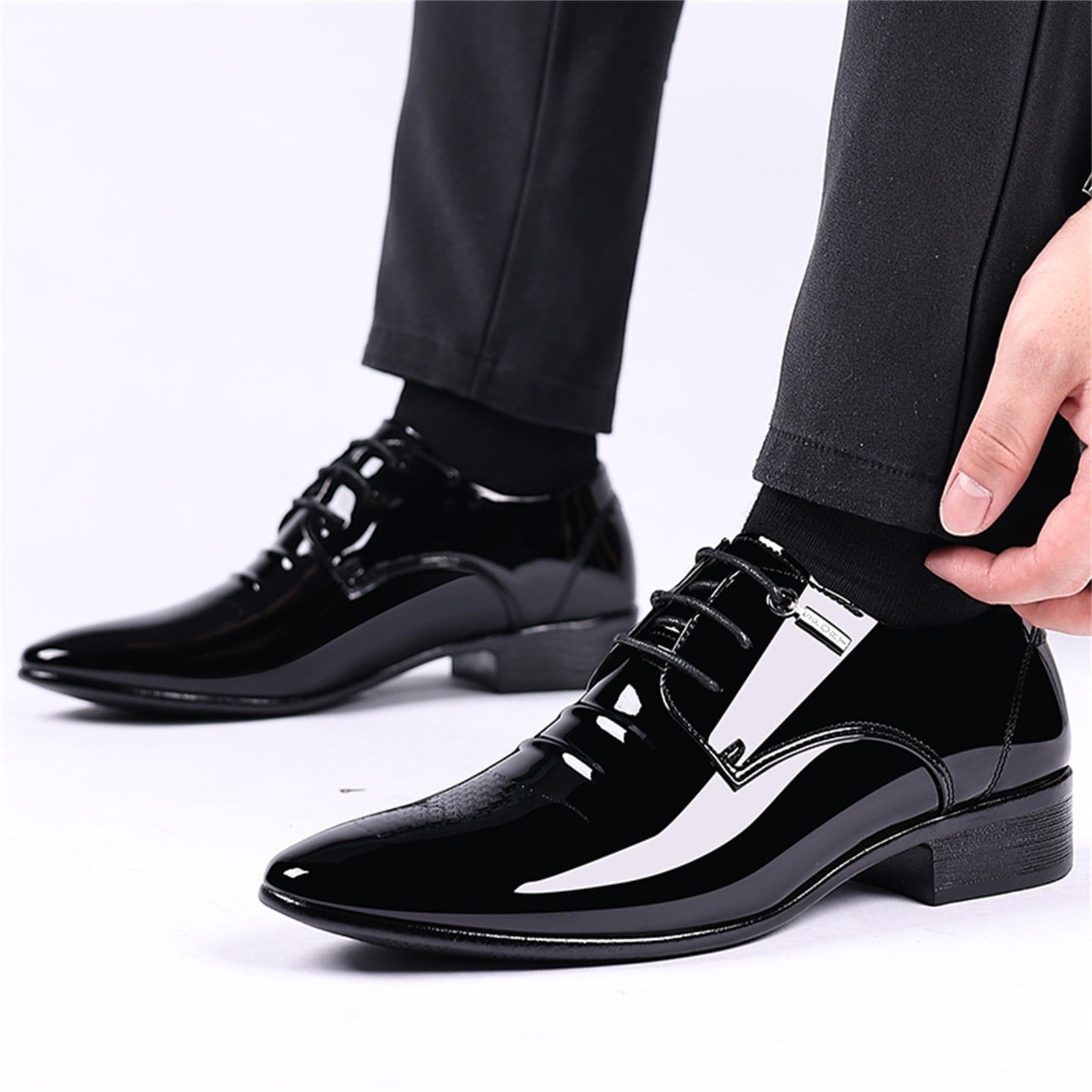 Cathalem Leather Dress Shoes Men 11 Wide Fashion Summer And Autumn Men  Leather Shoes Pointed Toe Low Shoes for Men Leather Straps Black 12 -  Walmart.com, image size:1600x1600