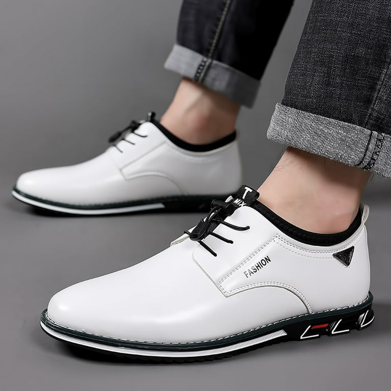 Cathalem Casual Leather Men Shoes Men Retro All Casual Shoes Small White  Shoes Trendy Shoes Business Casual Shoes Men for Winter White 9