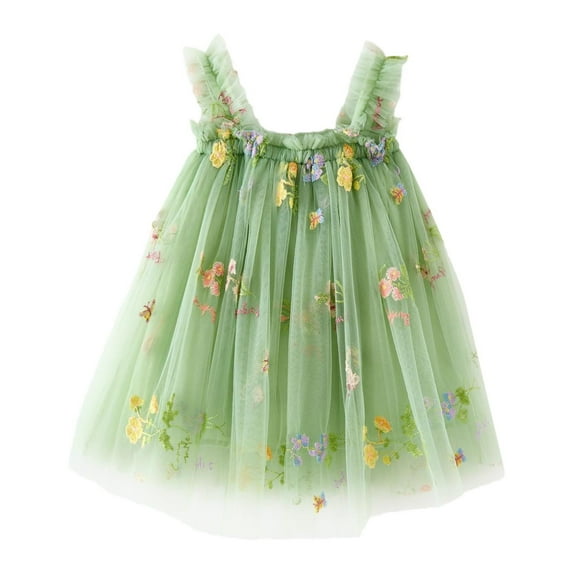 Cathalem Little Girl Dresses Little Girls Dress Sleeveless Toddler Summer Sundress (Green,3-4 Years)