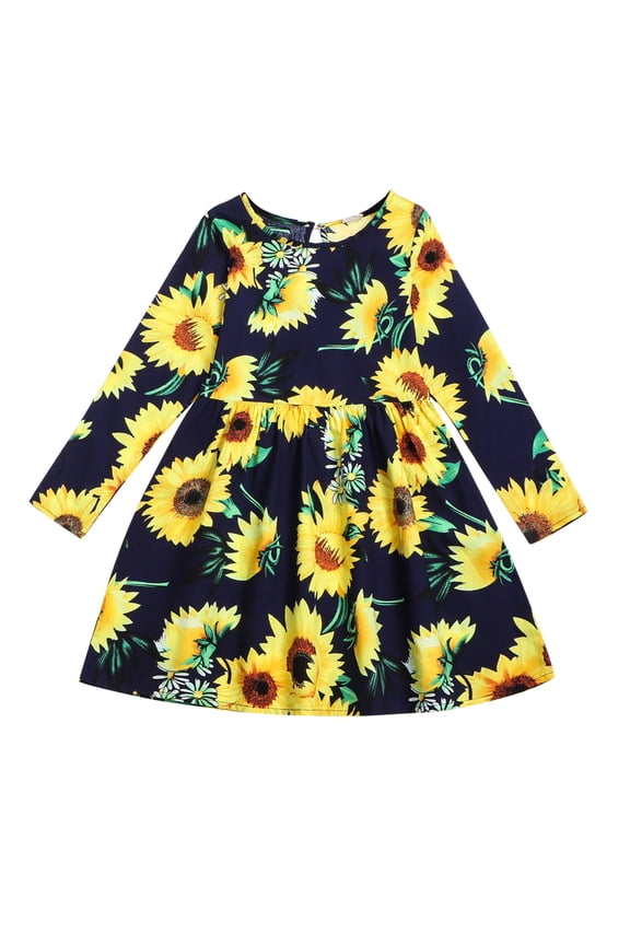Little Girls Dresses for Fall Toddler Girls Long Sleeve Warm Dress Dance Party Dresses Fall Winter Clothes Dress for Girls (Black,6-7 Years)