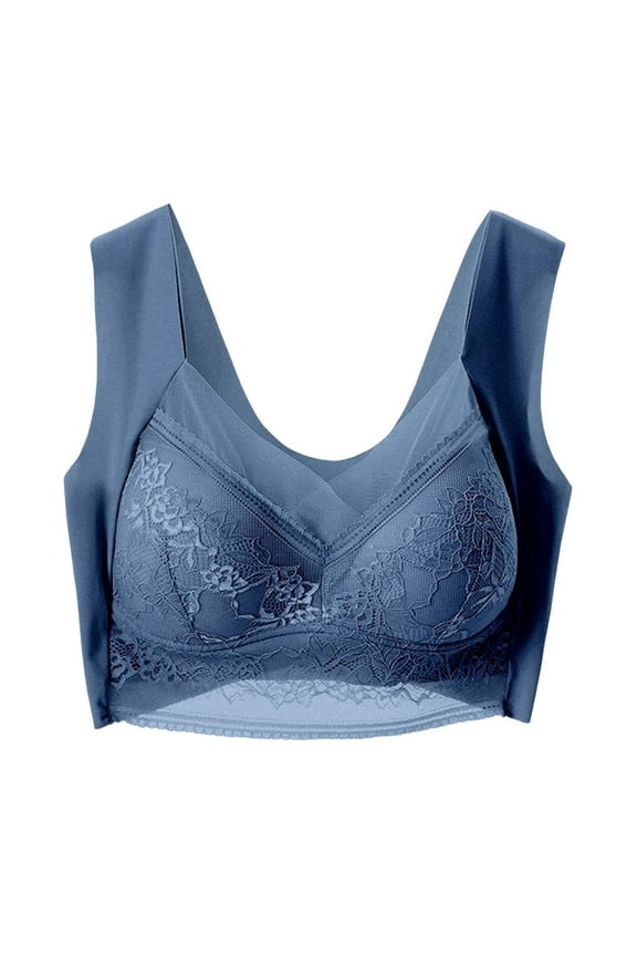 Longline Full Coverage Bra with Back and Side Support Womens Bras Plus Size(Blue,XXXL)