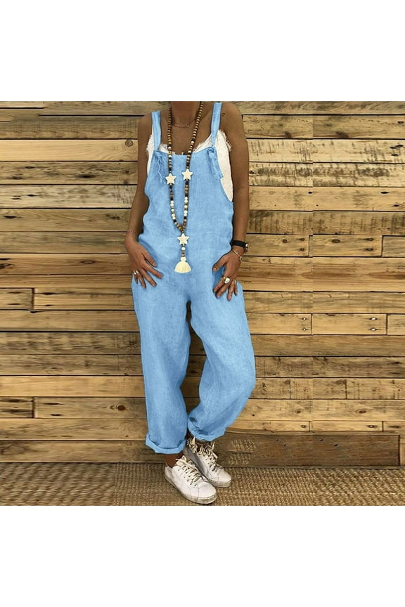 Maternity Bib Overalls Dungarees Overalls Romper Women Baggy Size Casual Plus Jumpsuit Playsuit Baggy Overalls for Women Pants Sky Blue 4X-Large