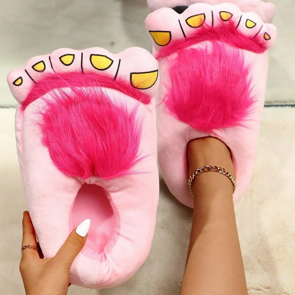 Cathalem Memory Foam House Slippers for Women Women And Men Cute Cartoon Design Novelty Slipper Socks with Grippers for Women Pink One Size