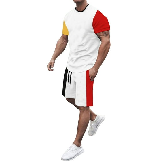 Cathalem Men Beach Outfits Sets Big and Tall Lightweight Soft Cotton Short Set for Men 2 Pieces Casual(White,XXXXL)