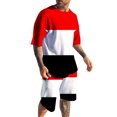 thumbnail image 1 of Cathalem Men Beach Outfits Sets Men's 2 Piece Outfits Sets Short Sleeve T-Shirt and Shorts Set(Red,XXXXL), 1 of 4