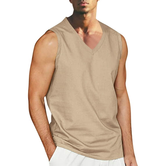 Cathalem Men'S Gym Tank Tops Workout Sleeveless T-Shirts Mens Basic Tank Top Casual Shirts Summer Shirt(Bronze,XL)