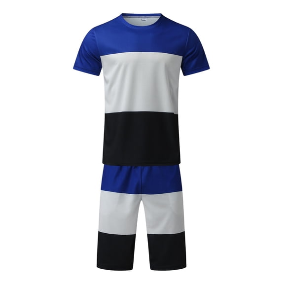 Cathalem Men Slim Suit Men Summer Spring And Summer Striped Squares Tracksuit 2 Piece Outfits Mens Three Piece Suit Slim Fit Suit Blue Small
