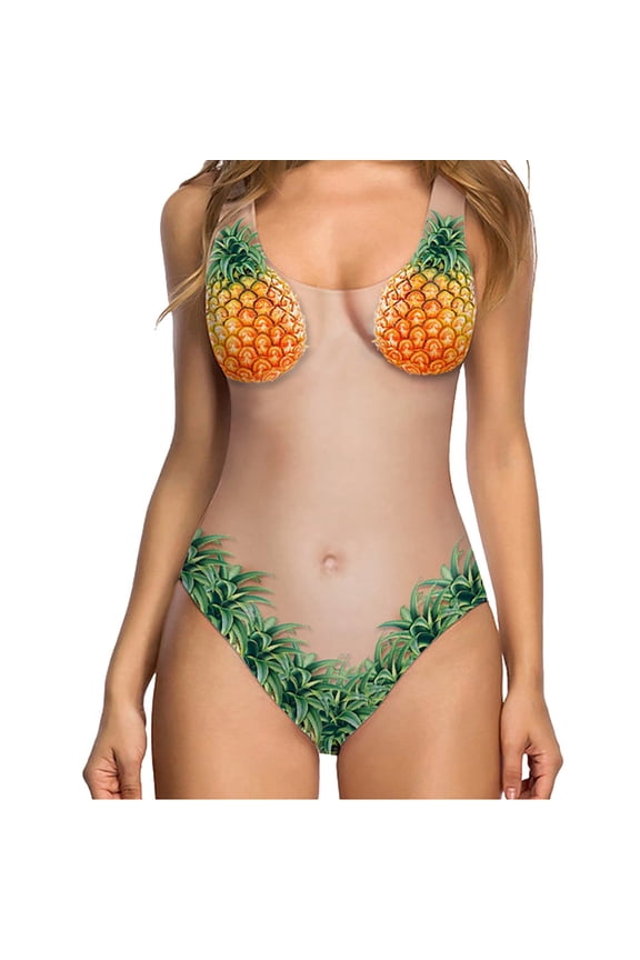 Men's Cycling Women High Cut Swimsuit Funny Bathing Suit Monokini Swimwear Bikini Underwear Orange X-Large