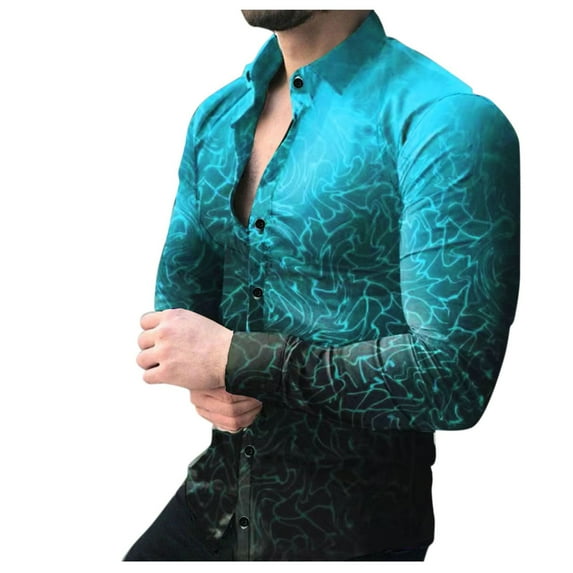 Cathalem Men's Shirts Long Sleeve Casual Button Down Shirt Long Sleeve Shirts for Men Button Up(Blue,S)