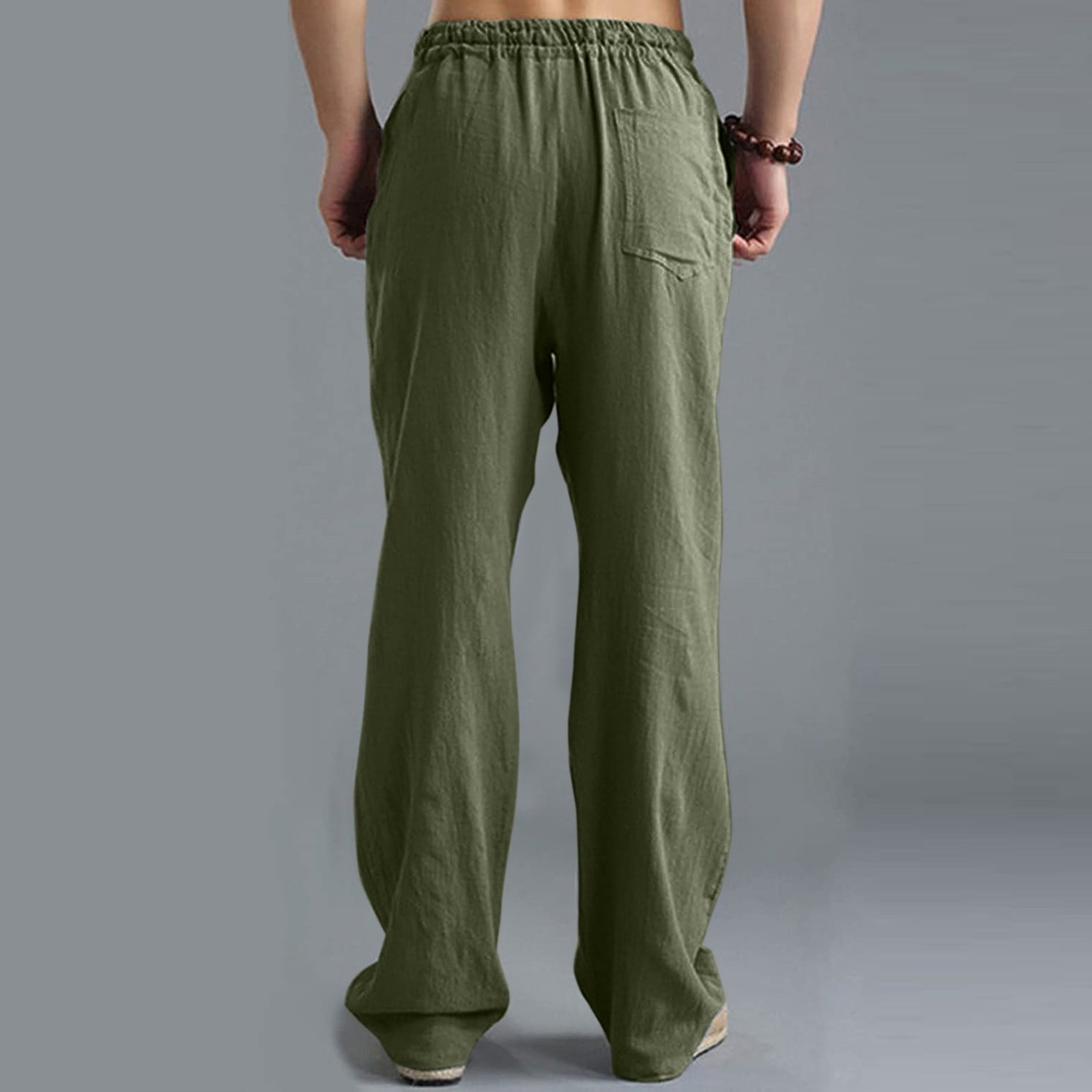 Cathalem Mens Big And Tall Pants Men Spring And Summer Pant Casual All  Solid Color Painting Cotton Linen Loose Plus with Foam Pants Army Green  Large 