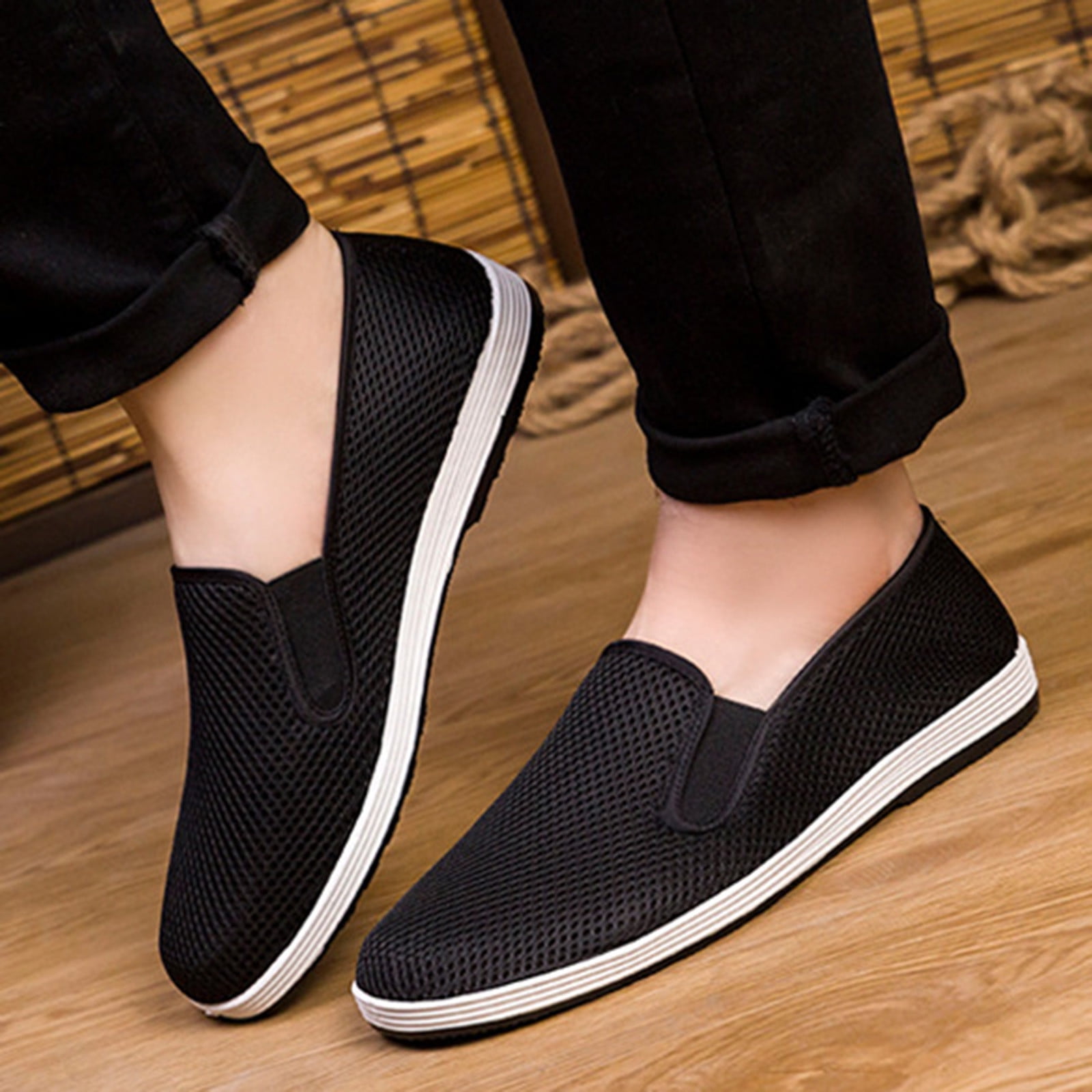Cathalem Mens Casual Wingtip Shoes Men Flat Casual Shoes Breathable Non  Slip Cloth Shoes Single Mens Casual Dress Shoes Slip on Black 9 -  Walmart.com